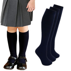 Girls Knee High Back To School Uniform Socks 3 Pairs