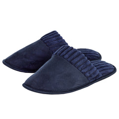 Mens Mule Memory Foam Corduroy Slippers Navy
