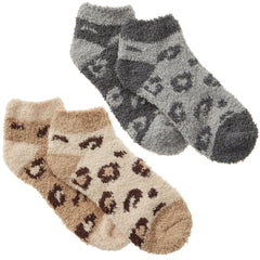 Womens Leopard Design Cosy Soft Fluffy Ankle Winter Socks