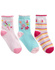 Baby Girls Design Fun Animals Cute Socks 3 Pairs Pink Butterfly