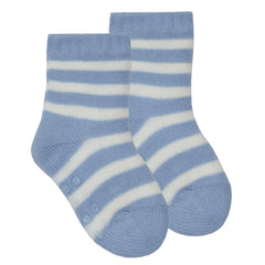 Baby Boys Chunky Sherpa Fleece Socks With Abs Grippers Blue Stripes