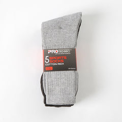 Men’s 5-Pack Cotton Rich Sports Socks Size 6-11