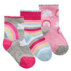 Baby Girls Ankle Low Cut Socks Rainbow Grey - 3 Pairs