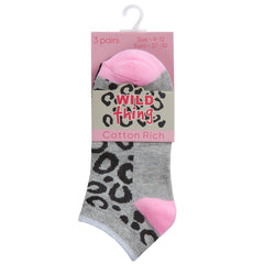 Girls Novelty Summer Trainer Liner Low Cut Socks Pink- 3 Pairs