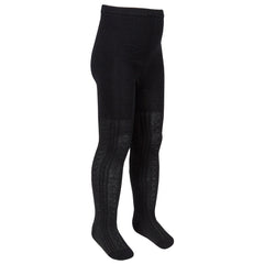 Girls Back To School Warm Cable Knitted Tights Black 1 Pair
