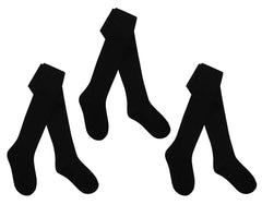Girls Stylish Designed Back To School Plain Tights Black - 3 Pairs