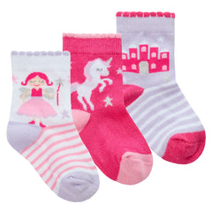 Baby Girls Novelty Ankle Low Cut Socks Fairy Lilac- 3 Pairs