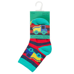 Baby Boy Novelty Socks Green Truck - 3 Pairs