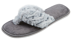 Girls Faux Fur Mule Slippers Childrens Grey