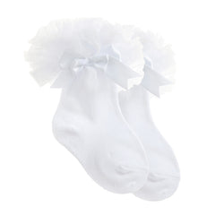 Baby Girls Socks With Decorative Frill White - 1 Pair