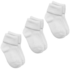 Baby Boys Turn Over Top Tot Socks 3 Pairs White
