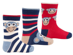 Baby Boys Novelty Animal Print Socks Red Navy Stripe