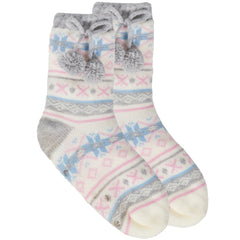 Girls 1 Pair Fair isle Lounge Sock With Grippers Cream