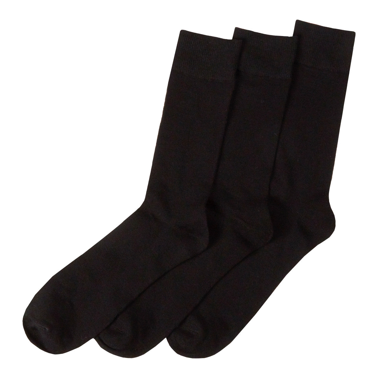 Mens Bamboo Crew Socks Plain Black Mid Calf Socks