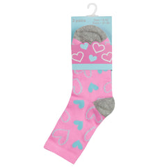Girls Novelty Design Crew Socks Pink- 3 Pairs